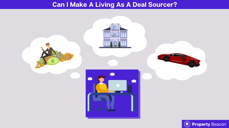 image of a deal sourcer imagining making lots of money thinking of fancy car and big house